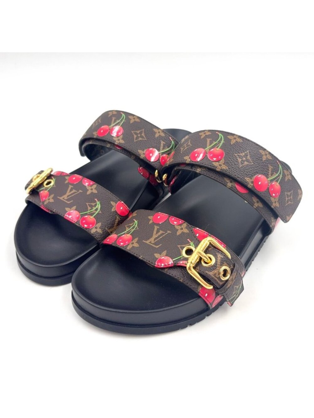 Louis Vuitton LV TM Bondia Line Mules Leather Rubber Brown Black Red Sandals